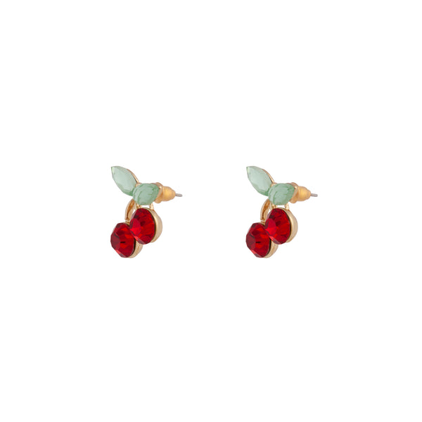 Red Gold Mini Cherry Stone Earrings