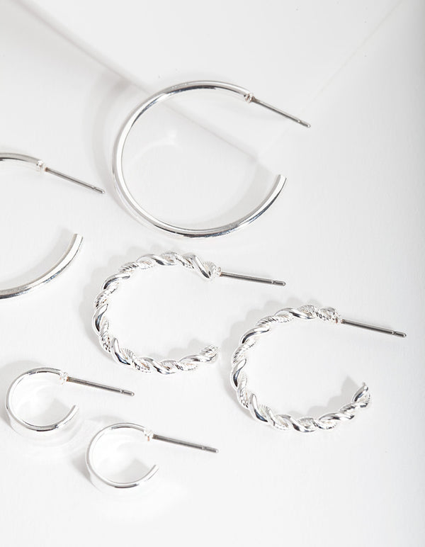 Silver Sleeper Hoop Earring 6-Pack