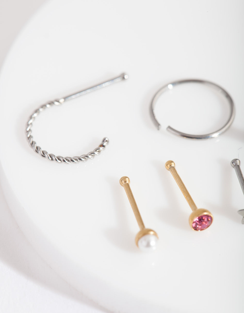 Mixed Metal Twist Star Nose Piercing 6-Pack