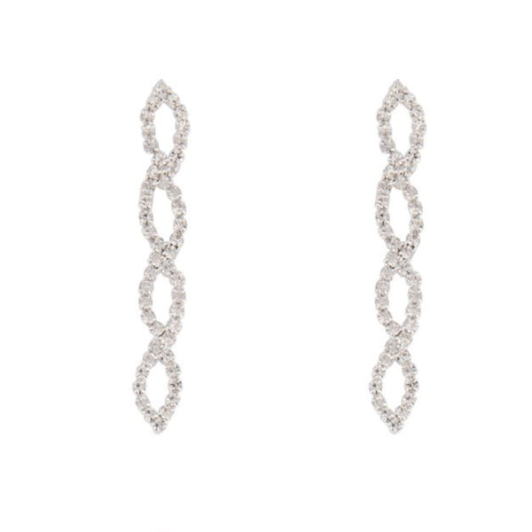 Silver Diamante Leaf Earrings Necklace Set
