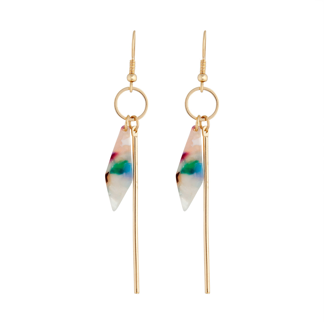 Gold Acrylic Stick Drop Earrings