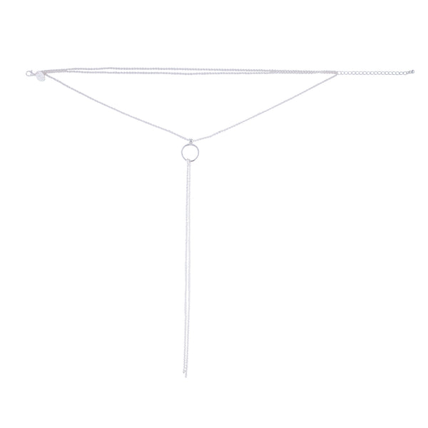 Silver Open Circle Multi Row Choker