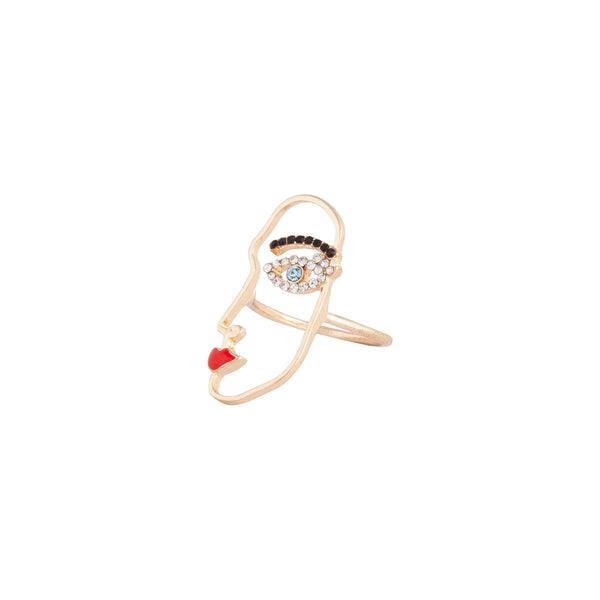 Gold Diamante Face Ring