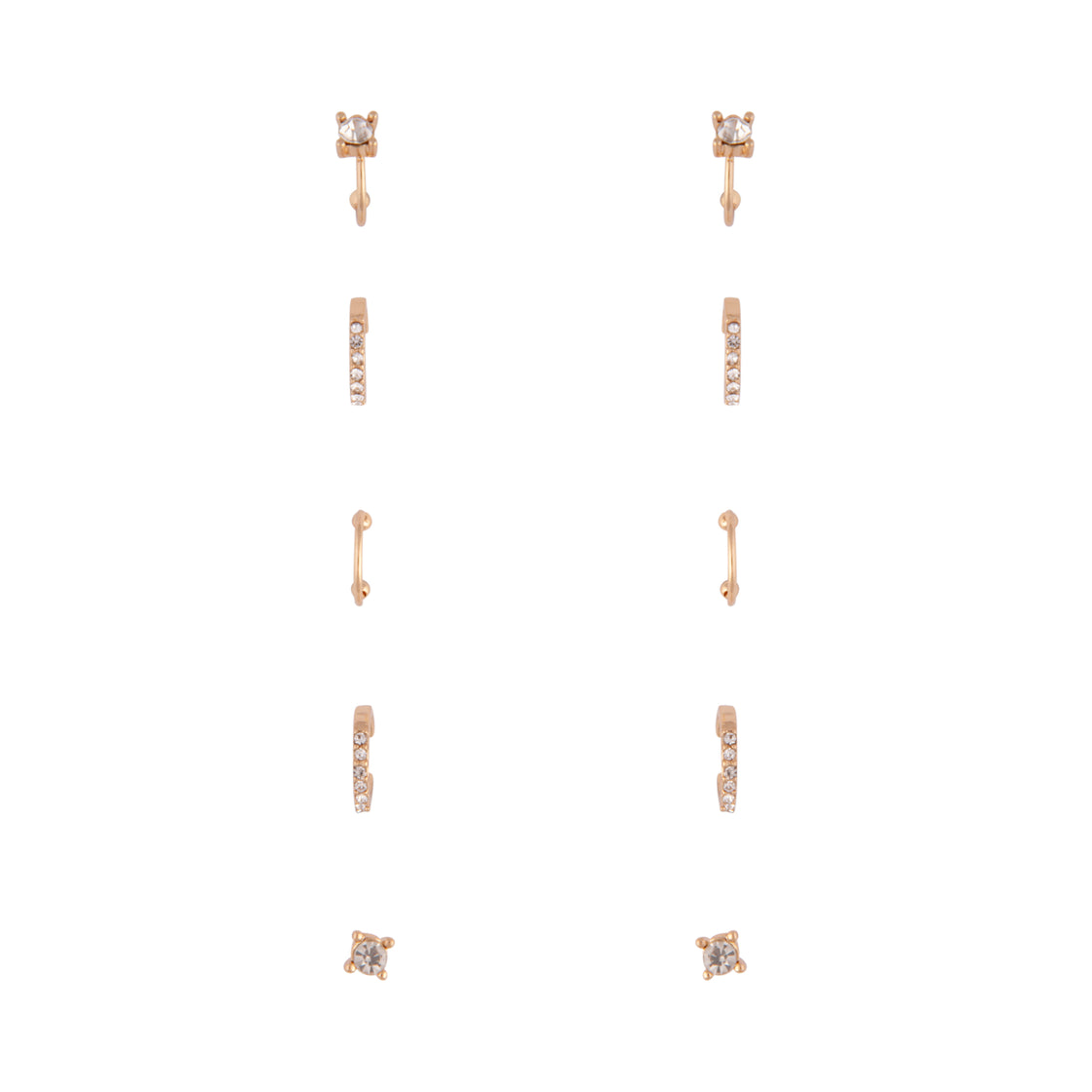 Gold Diamante Cuff Earrings 5-Pack