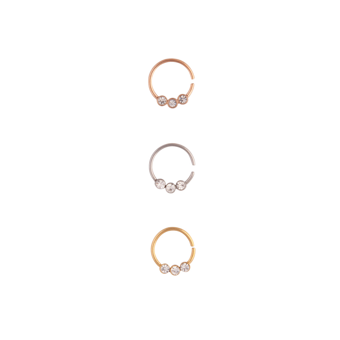 Mixed Metal Diamante Cartilage Mini Hoop