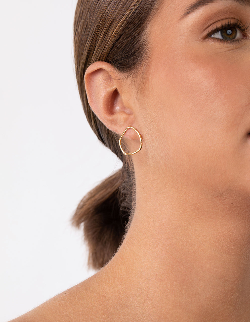 Gold Plated Sterling Silver Organic Circle Earrings