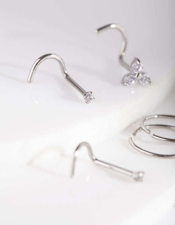 Surgical Steel Nose Ring & Stud 6-Pack
