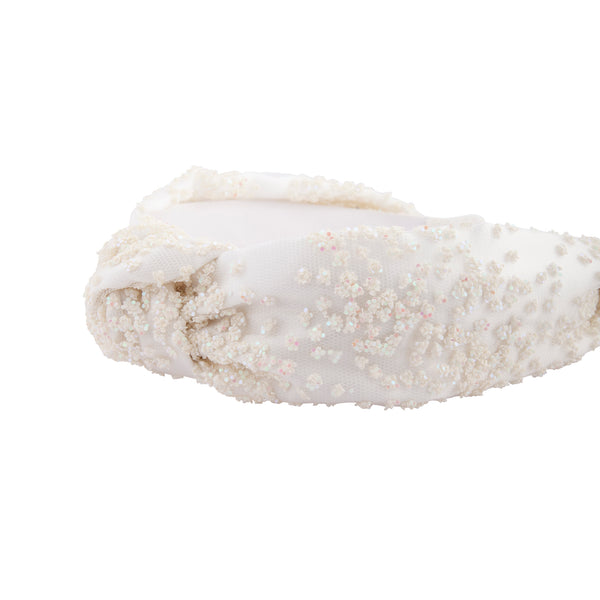 White Fabric Sequin Event Headband