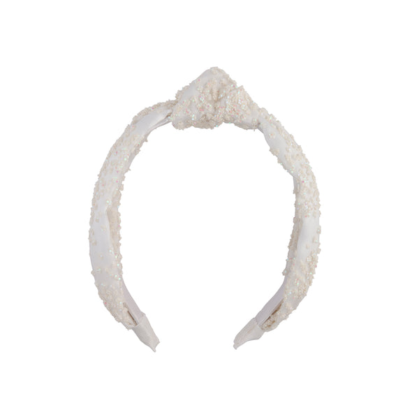 White Fabric Sequin Event Headband