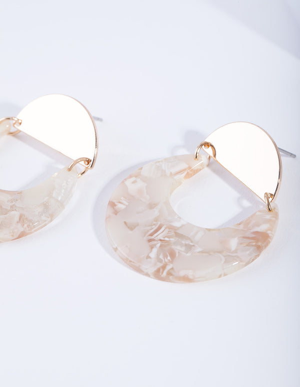 Gold Neutral Crescent Acrylic Earrings