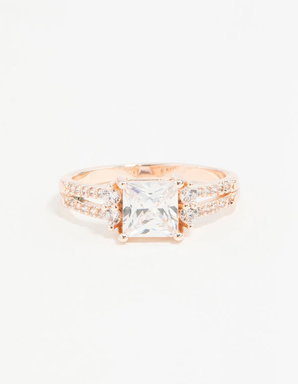 Rose Gold Double Band Cubic Zirconia Ring