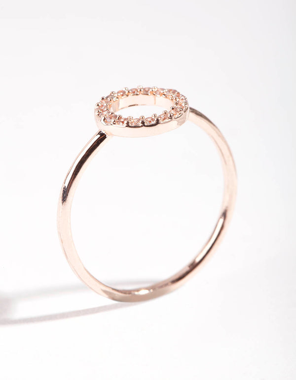 Rose Gold Open Circle Cubic Zirconia Ring