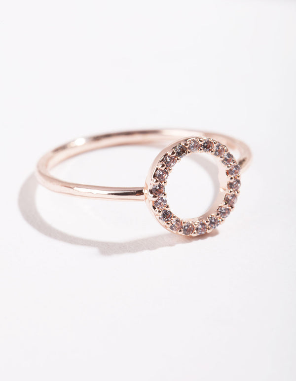 Rose Gold Open Circle Cubic Zirconia Ring