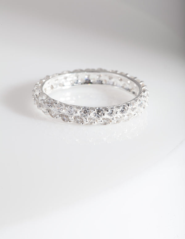 Sterling Silver Statement Cubic Zirconia Eternity Band