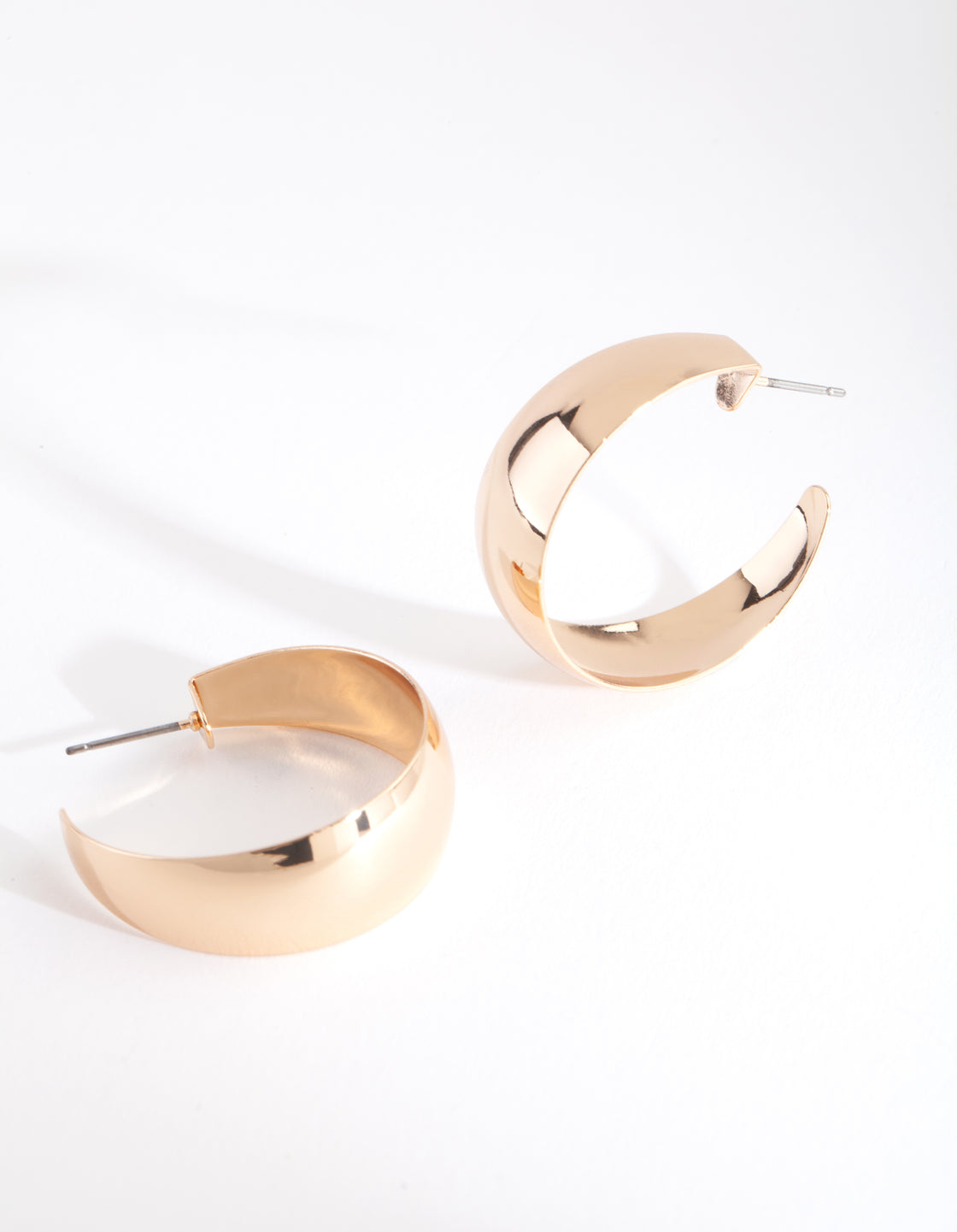 Gold Simple Wide Hoop Earrings