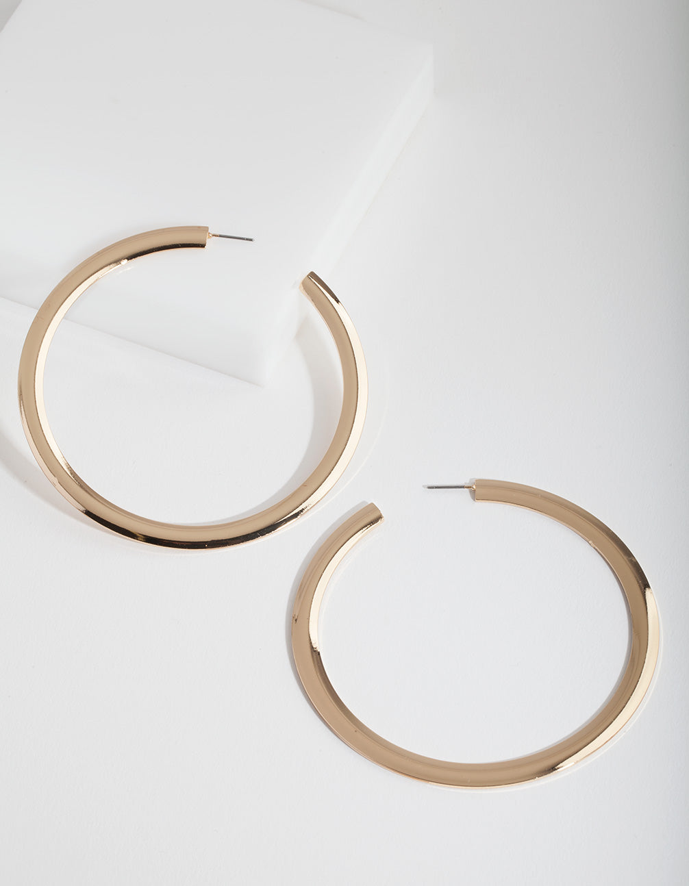 Gold Large Flat Hoop Earrings