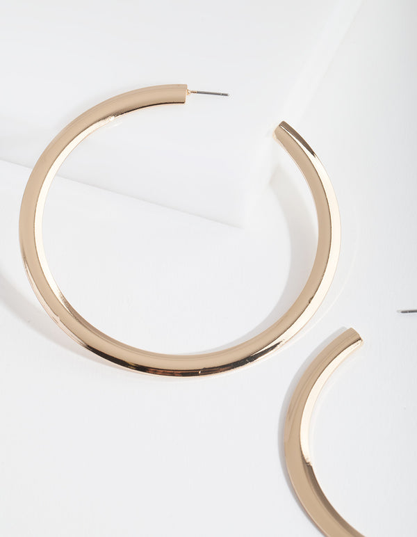 Gold Large Flat Hoop Earrings