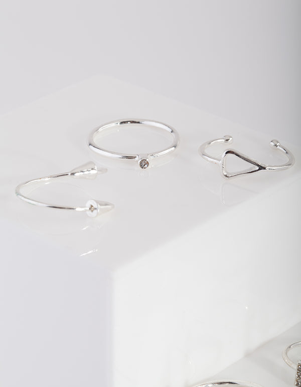 Silver Fine Mix Open Band Ring Pack