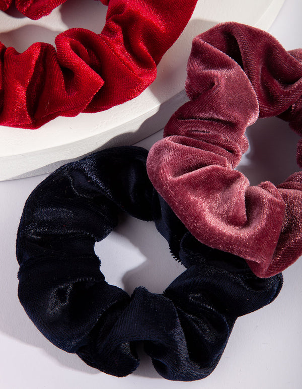 Red Pink Velvet Scrunchie Pack