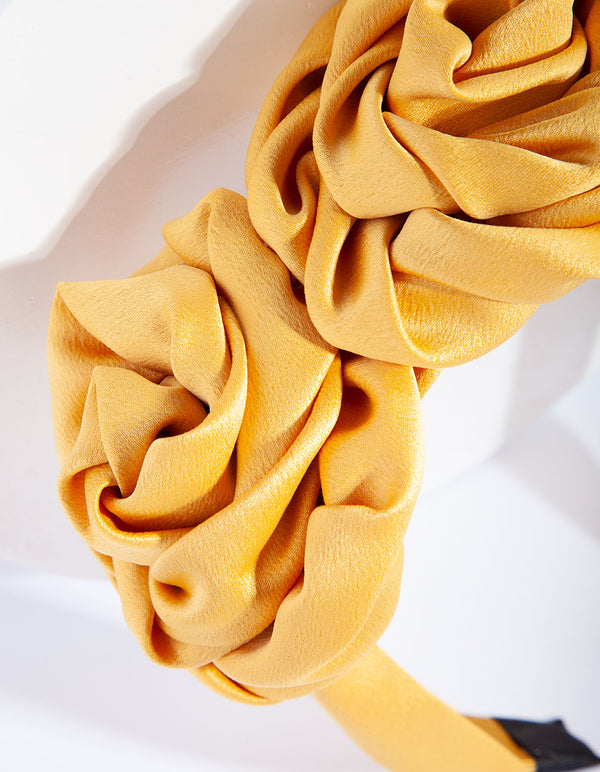 Yellow Satin Triple Flower Headband