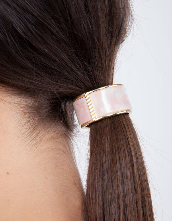 Pink Pearlescent Acrylic Ponytail Cuff