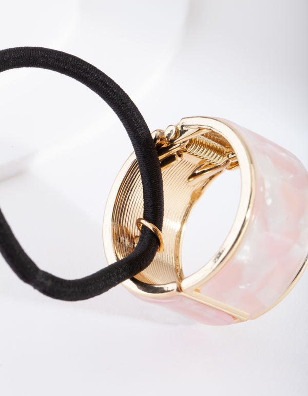 Pink Pearlescent Acrylic Ponytail Cuff