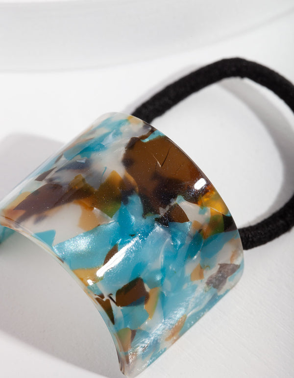 Acrylic Blue Grey Ponytail Cuff