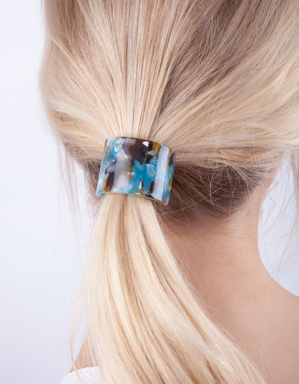Acrylic Blue Grey Ponytail Cuff