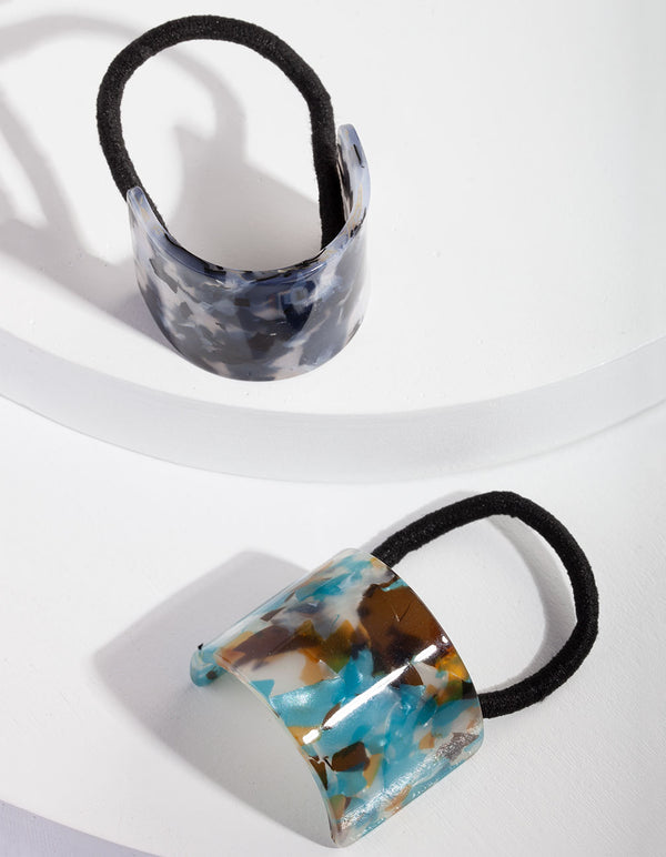 Acrylic Blue Grey Ponytail Cuff