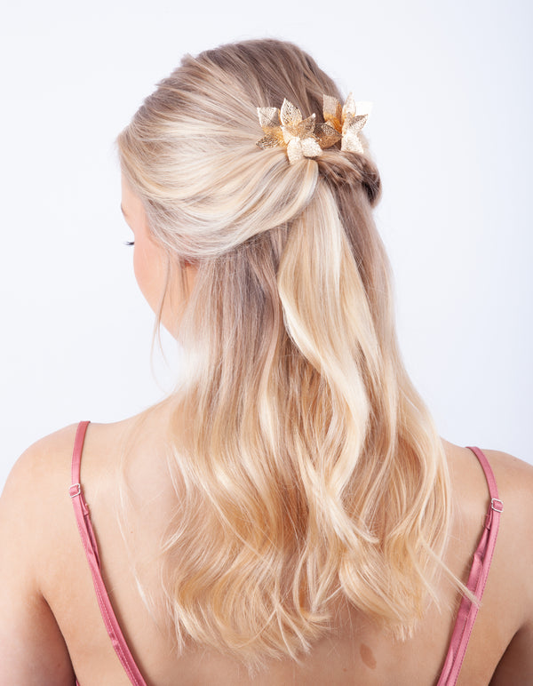 Gold Textured Flower Comb