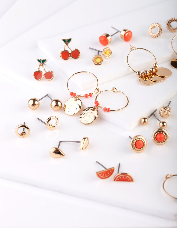 Coral Turquoise Fruit Multi Earring 20 Pack