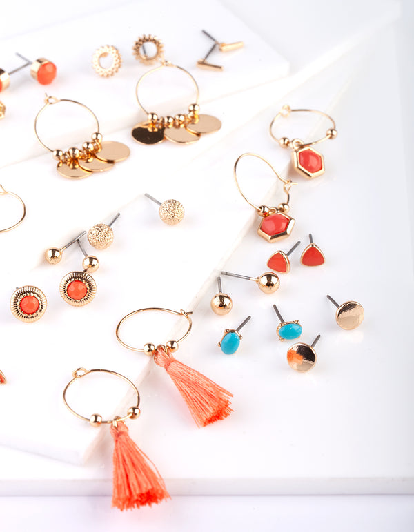 Coral Turquoise Fruit Multi Earring 20 Pack