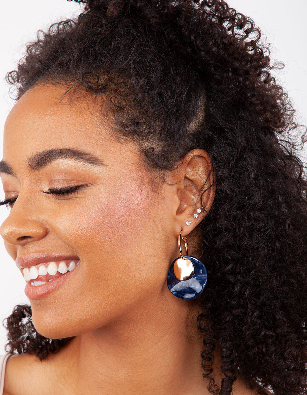 Blue Wavy Acrylic Hoop Earrings