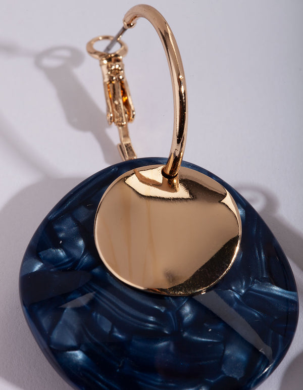 Blue Wavy Acrylic Hoop Earrings