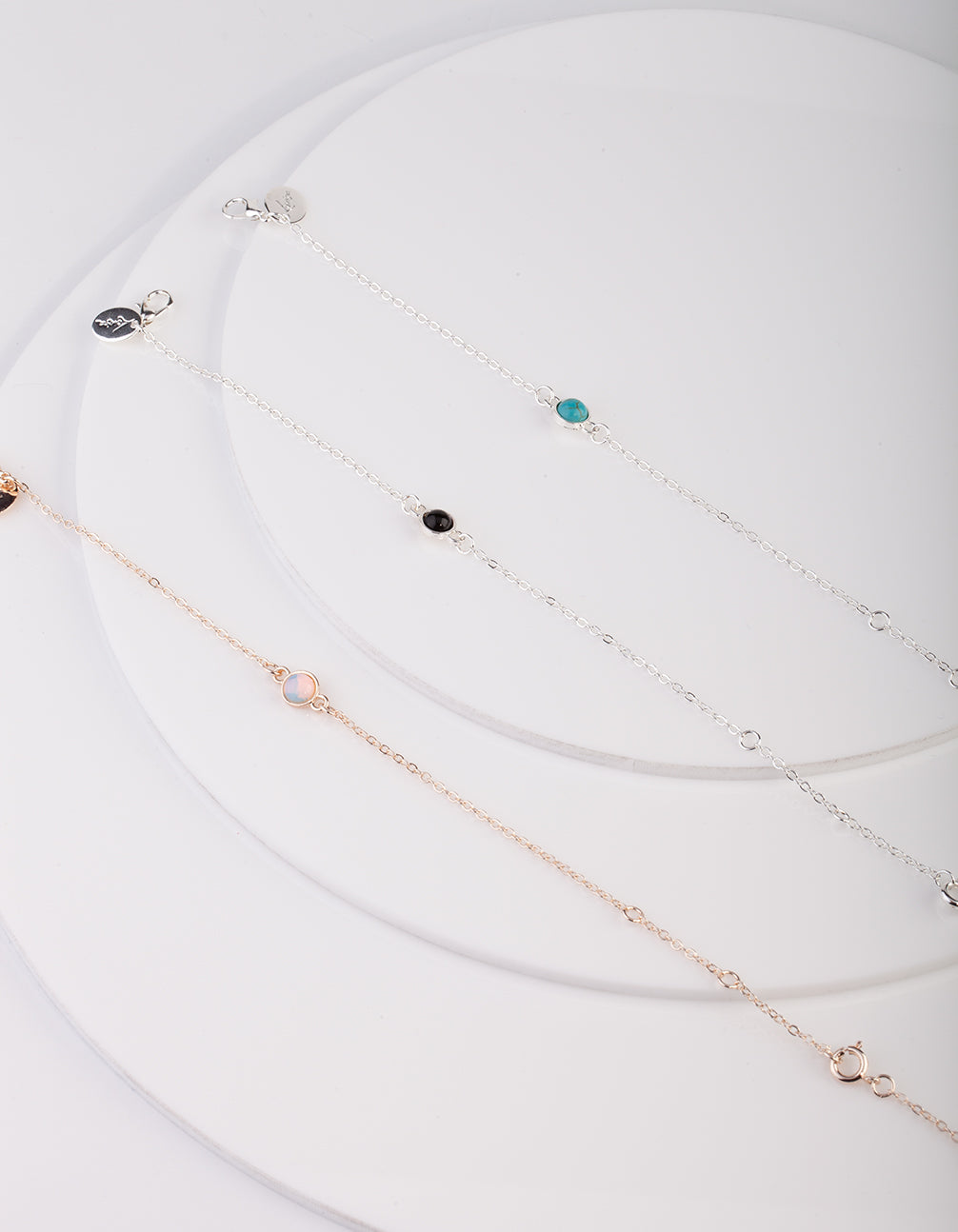 Semi-Precious Stones Mixed Metal Bracelet and Anklet 3 Pack