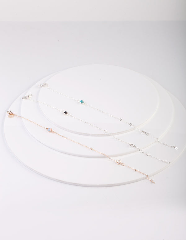 Semi-Precious Stones Mixed Metal Bracelet and Anklet 3 Pack