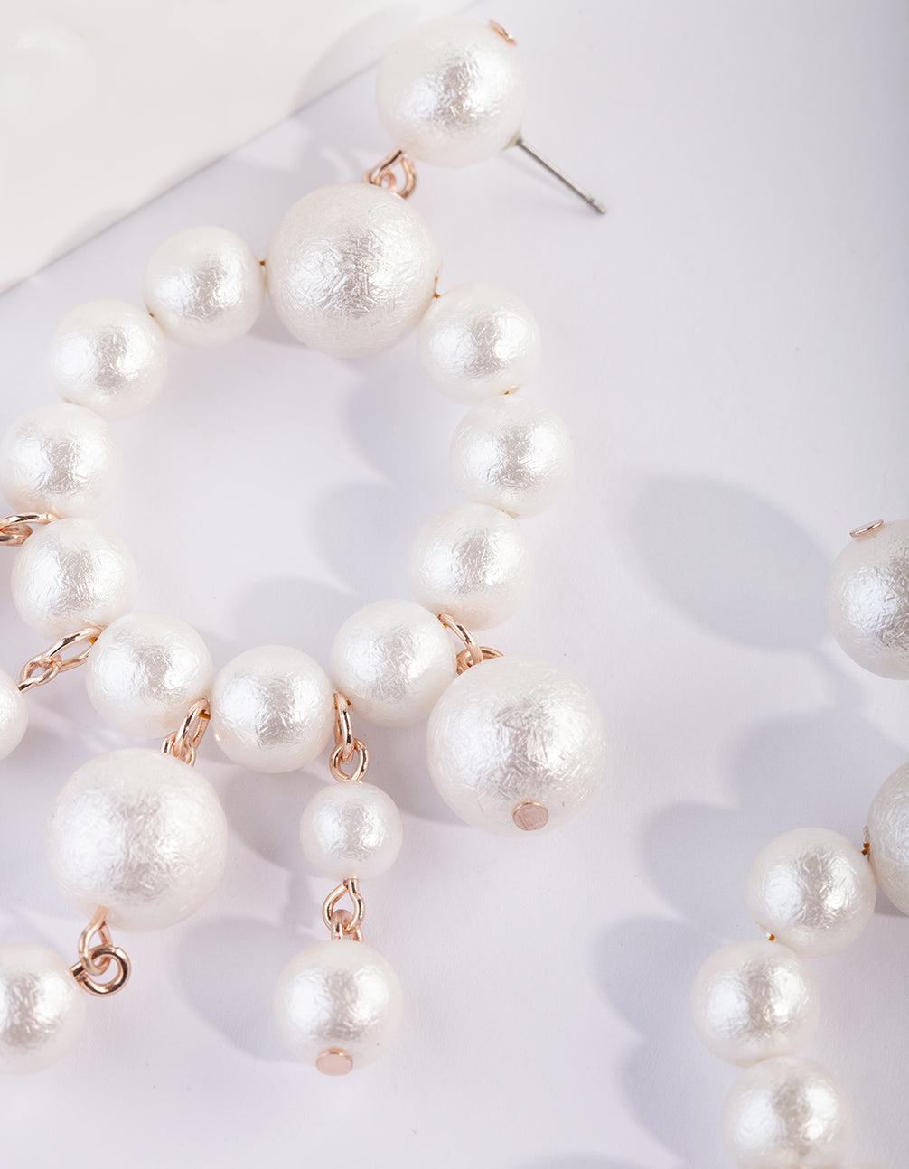 White Multi Ball Drop Earrings