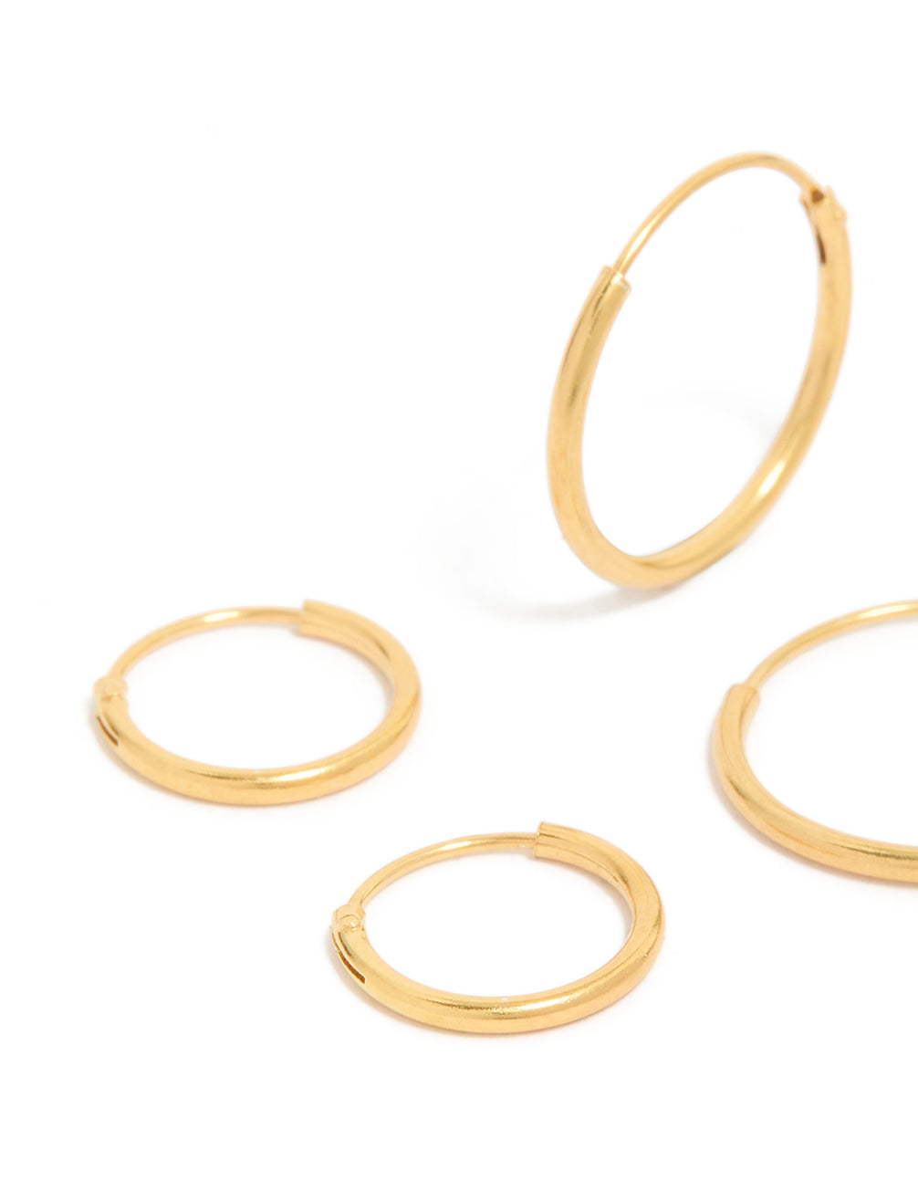 Gold Plated Sterling Silver Classic Hoop Earring Pack