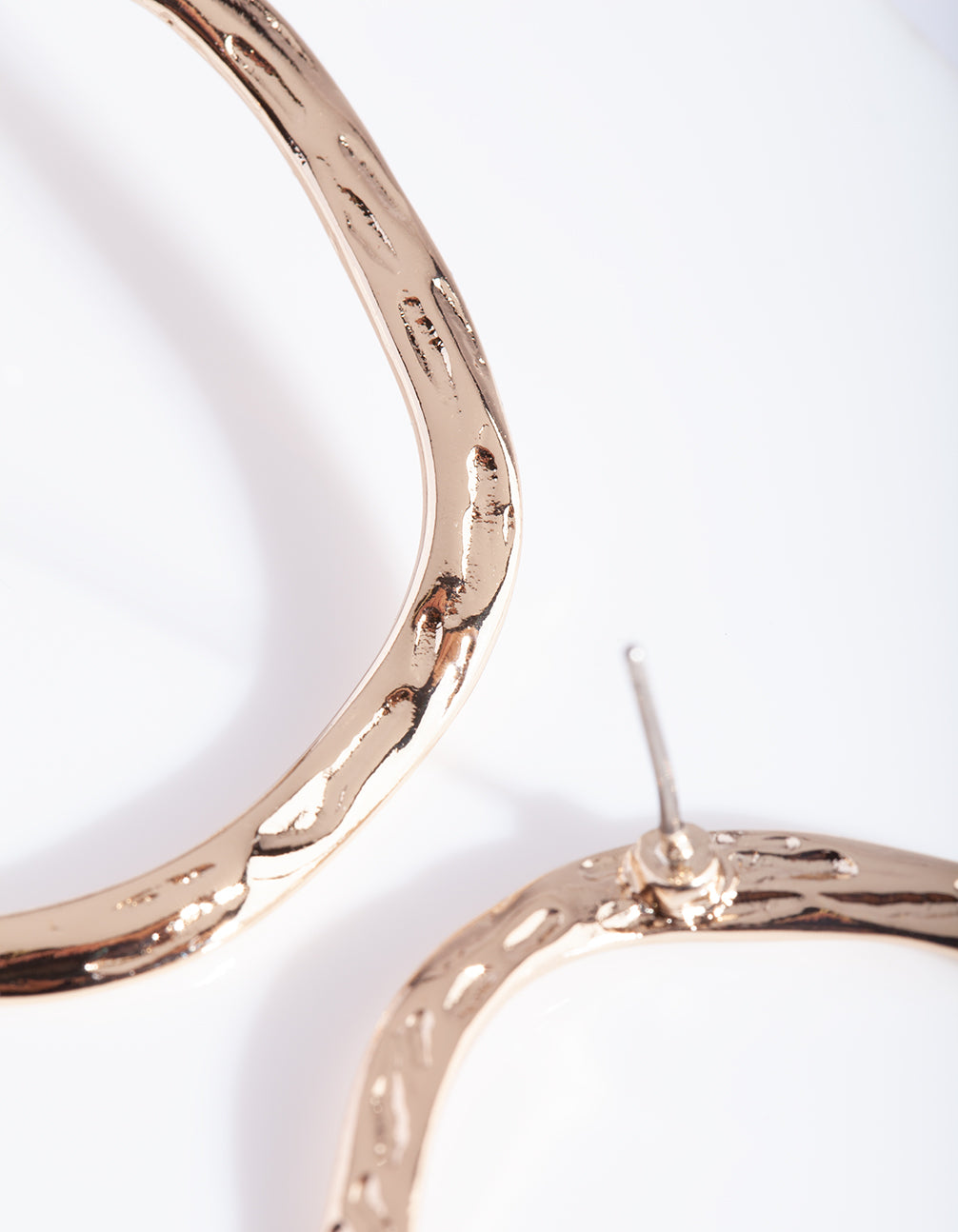 Gold Hammered Circle Stud Earrings