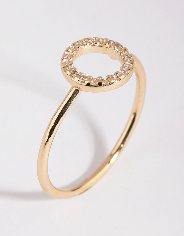 Gold Cubic Zirconia Open Circle Ring