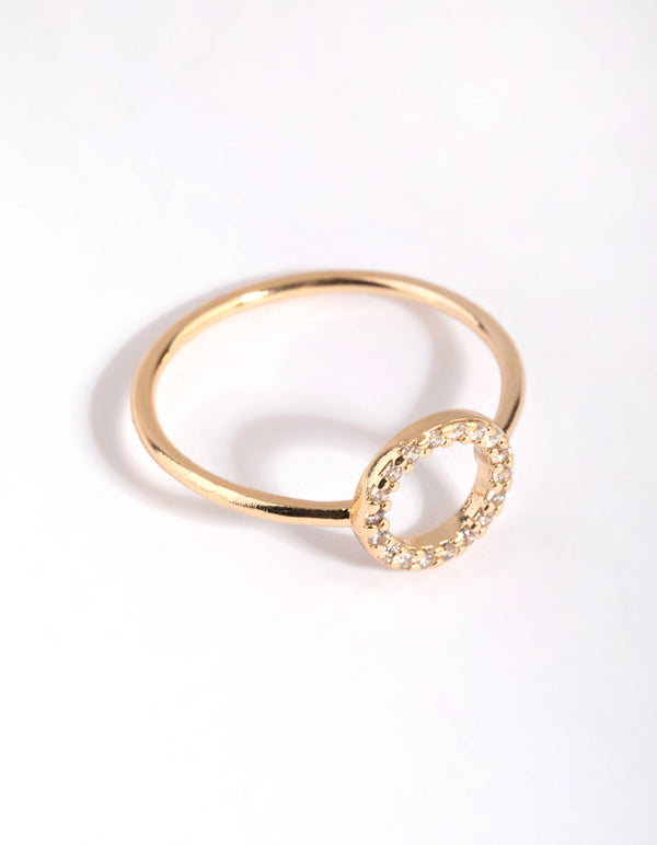 Gold Cubic Zirconia Open Circle Ring