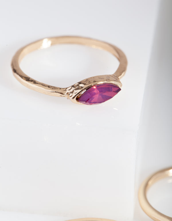 Gold Multi Gem Layered Ring Stack