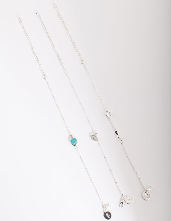 Evil Eye Silver Bracelet 3 Pack