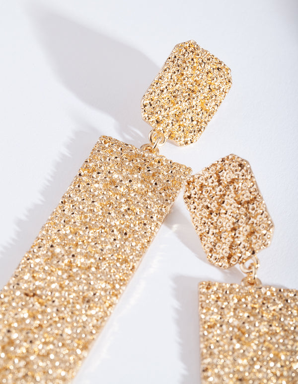Textured Rectangle Drop Earrings