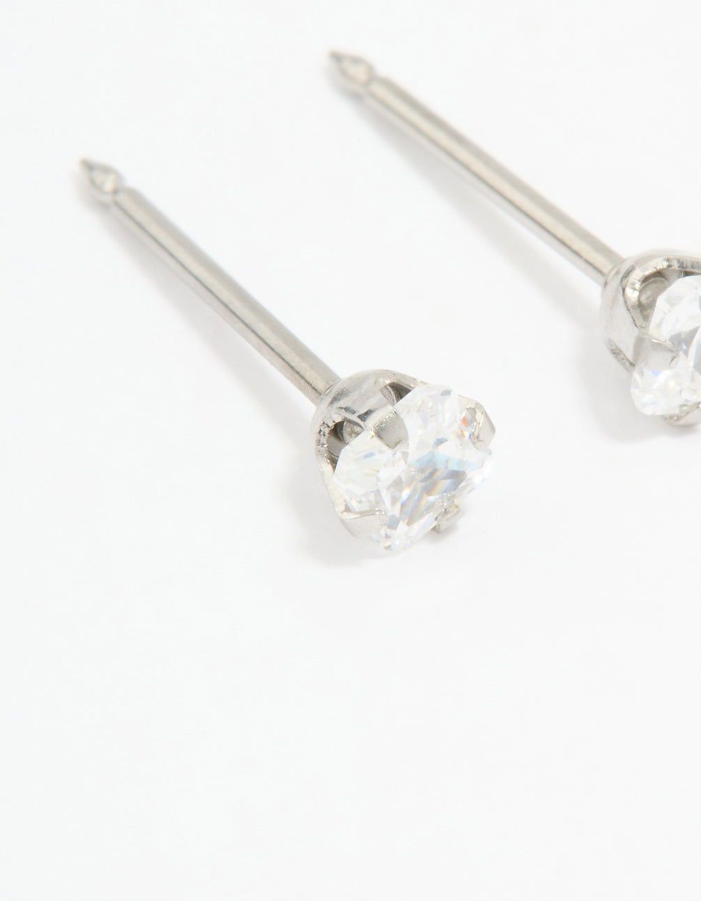 Surgical Stainless Steel 3X3MM Cubic Zirconia Princess Cut Piercing Stud