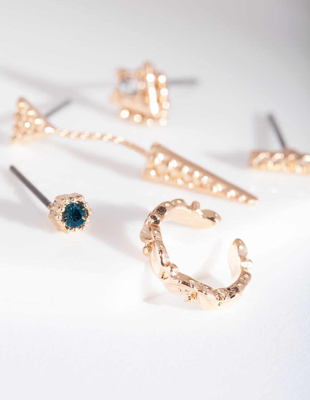 Textured Gold Geometric Ear Stack Pack