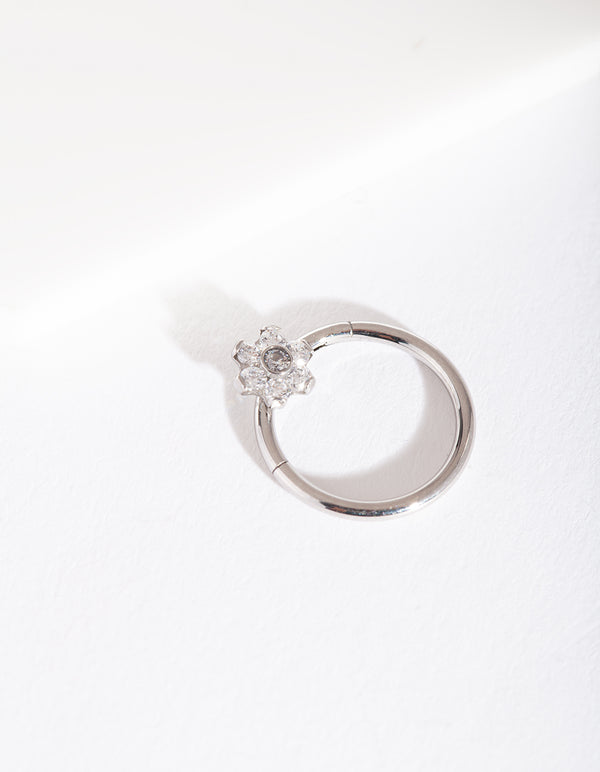 Surgical Steel Flower Clicker Earring