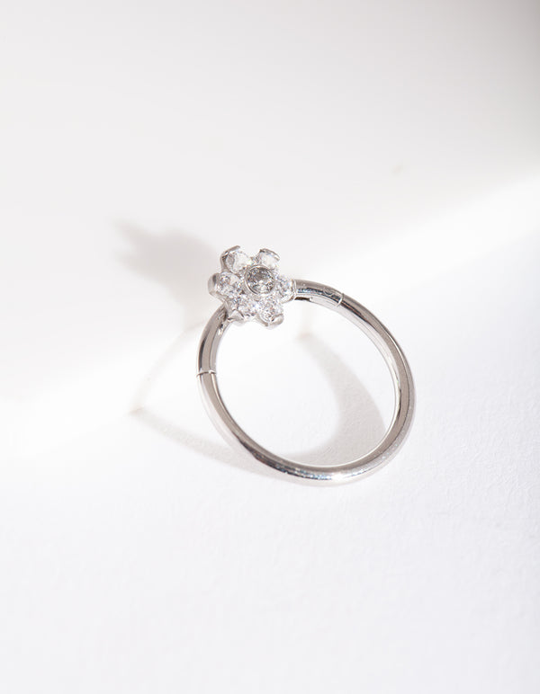 Surgical Steel Flower Clicker Earring