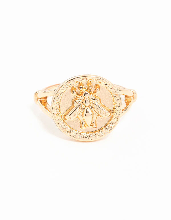 Gold Bee Coin Ring