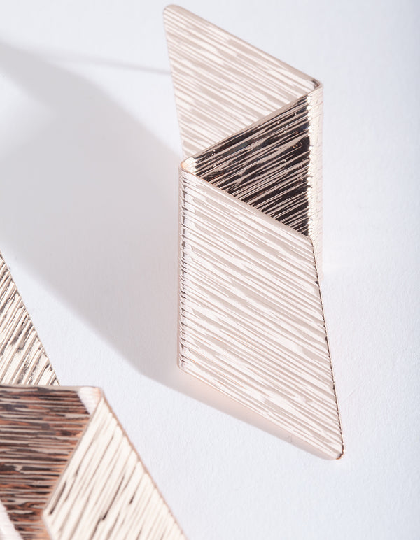 Rose Gold Fold Texture Drop Earrings